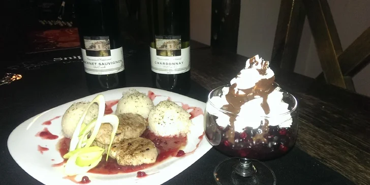 Valentínske menu s dezertom a vínom