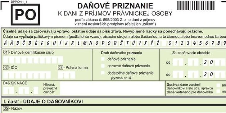 Daňové priznanie FO typ ,,A" a ,,B" alebo PO pre s.r.o. za rok 2013