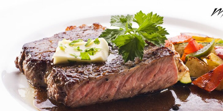 Šťavnatý steak z hovädzej sviečkovice (250 g) s prílohou (200 g). Zahryznite sa do poriadneho mäsa so zľavou 54%