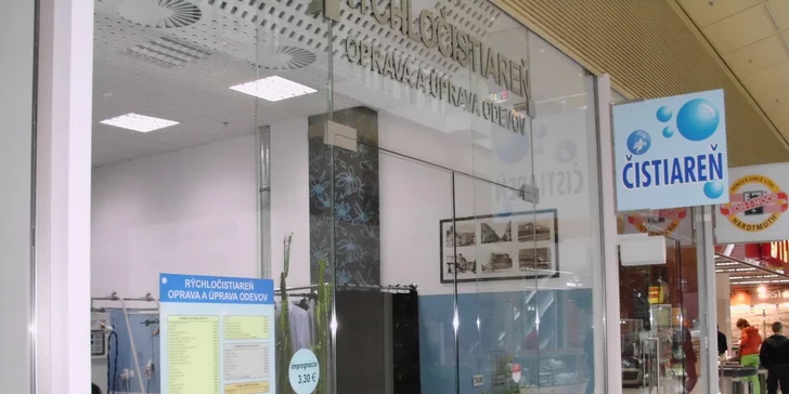 1,40 eur za čistenie odevov v rýchločistiarni Selecta Plus v obchodnom centre Aupark v Žiline v hodnote 2,90 eur. Precízna práca so zľavou 51 %!
