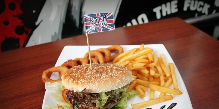 Nové burgre v klasickej americkej sladkej žemli v British Rock Stars