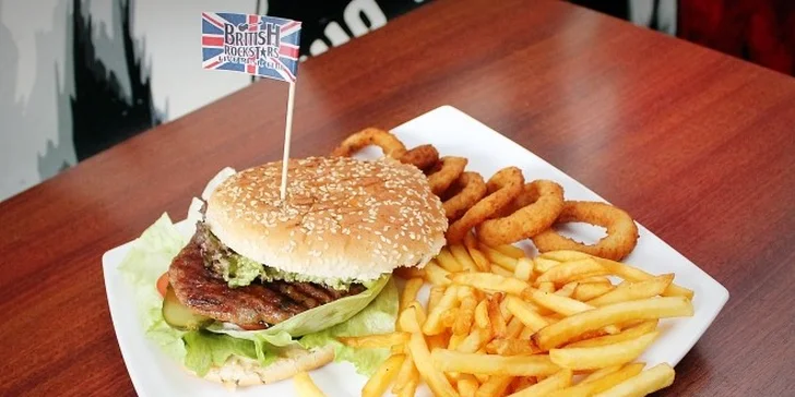 Nové burgre v klasickej americkej sladkej žemli v British Rock Stars
