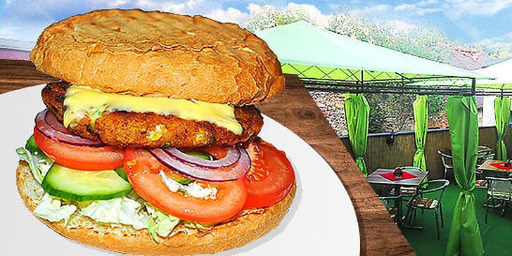 MAXIM farmársky alebo vegetariánsky burger s hranolkami a Kofolou