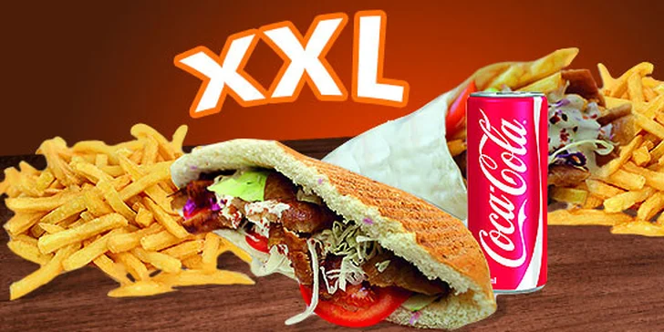 XXL Kebab alebo Twister menu s hranolkami a kolou