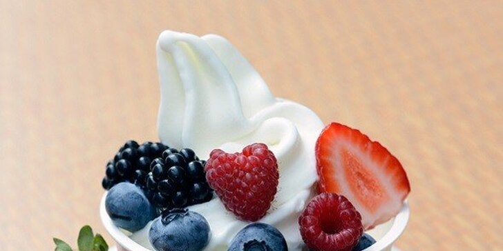 Veľký mrazený jogurt s ovocím, ktorý roztopí ľady