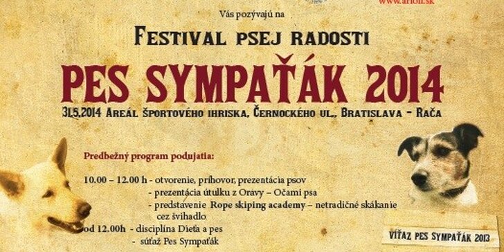 Registrácia psov na festival PES SYMPAŤÁK 2014