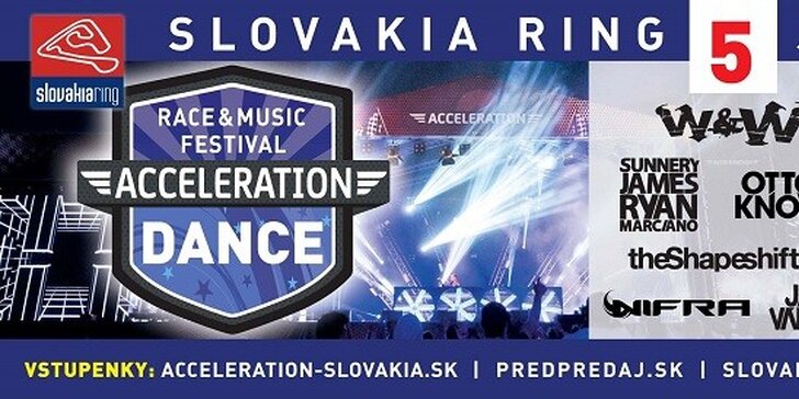 Acceleration - hudobný a pretekársky festival na okruhu Slovakia Ring, deti do 11 rokov ZDARMA
