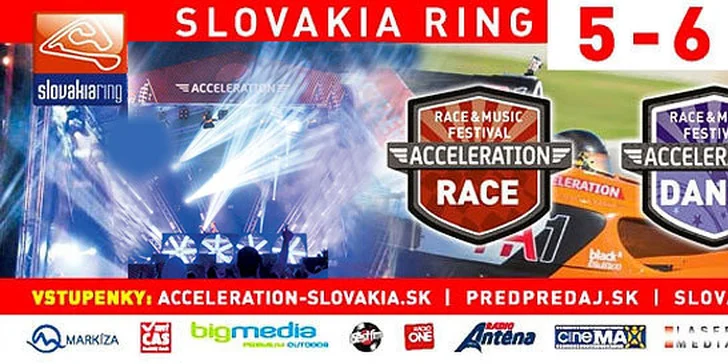 Acceleration - hudobný a pretekársky festival na okruhu Slovakia Ring, deti do 11 rokov ZDARMA