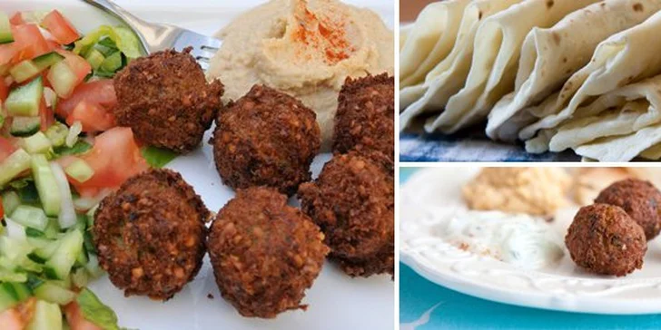1,90 eur za chutný FALAFEL - فلافل - s pita chlebom, so zeleninovým šalátom a nápojom. Pochúťka z Blízkeho východu so zľavou 51%