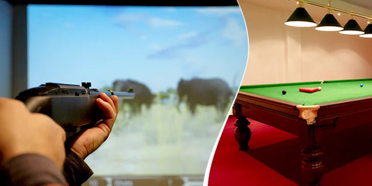 Poľovnícky simulátor a snooker na hodinu
