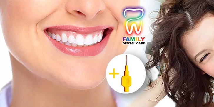 Profesionálna dentálna hygiena a bielenie zubov lampou Zoom! K dentálnej hygiene medzizubná kefka ako darček!