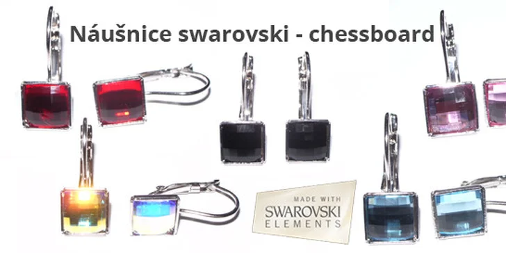 Náušnice swarovski - šachovnicový vzor
