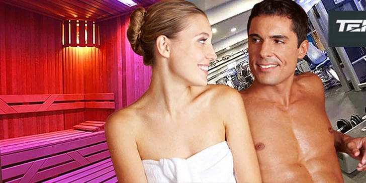 Relax v saune a cvičenie v modernom fitness centre pre dvoch