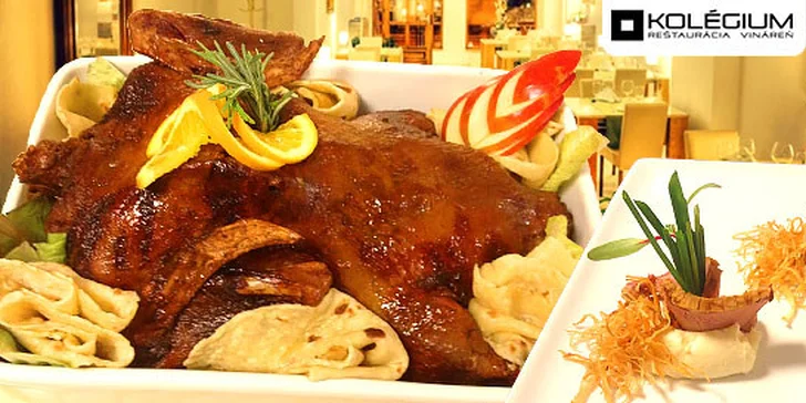 Delikátne kačacie hody s vyšľachtenou 5 kg kačicou Mulard a karafou vína