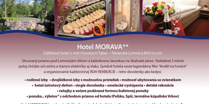 Hotel Morava** príjemný pobyt v Tatranskej Lomnici