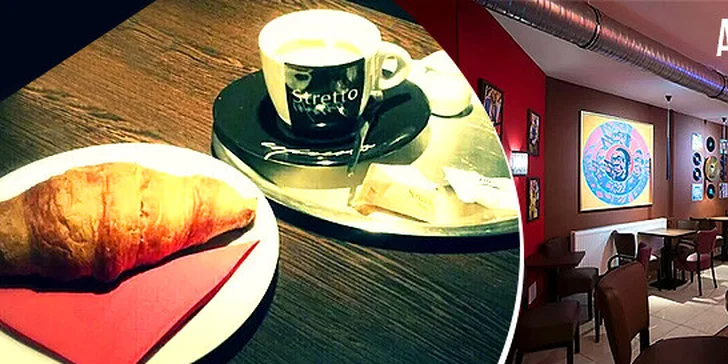Lahodná káva s croissantom