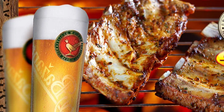 Kilogram grilovaných rebierok a 2 x tankové pivo