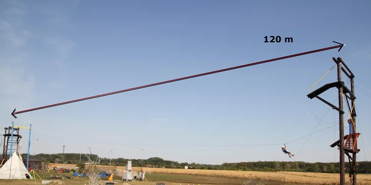 Adrenalínový let na 120 m dlhej lanovke