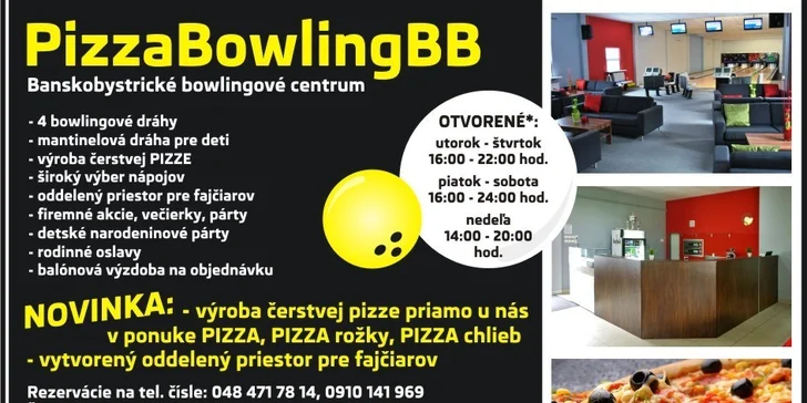 Hodinový prenájom bowlingovej dráhy