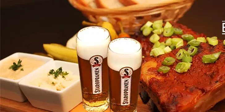 1 kg Rebierka v medovej kruste a 2 x pivo