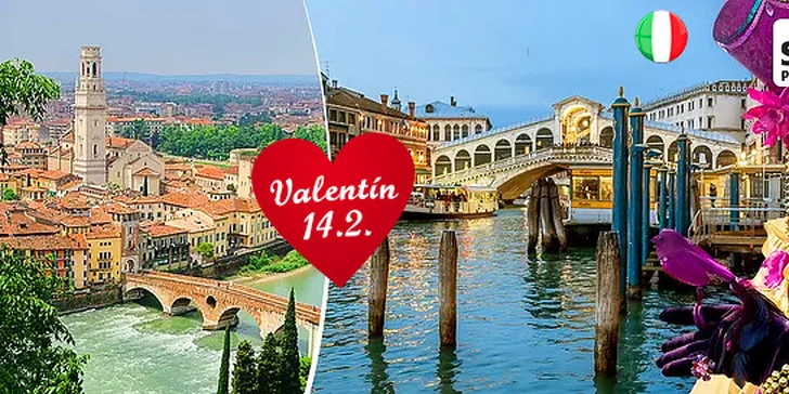 Romantický poznávací Valentín v Benátkach, vo Verone, na zámku Miramare a pri jazere Bled