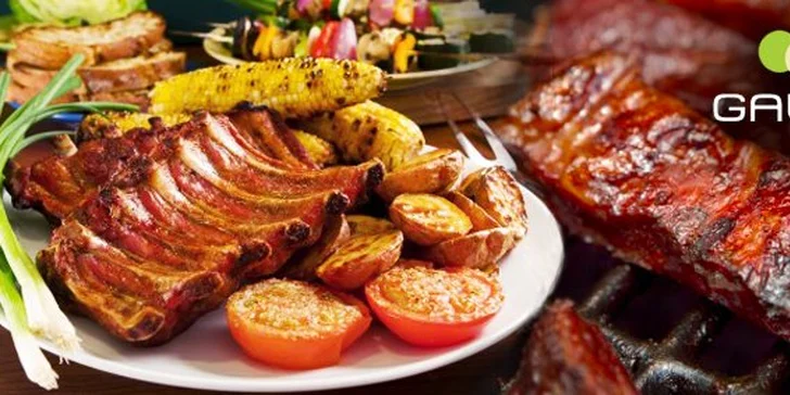5,70 eur za 2 porcie pečených rebierok s prílohou v reštaurácii hotela Gaudio! Plný tanier šťavnatých pečených rebierok pre všetkých jedákov so zľavou 55%