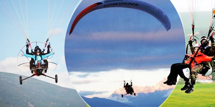 Tandemový motorový paragliding prelet okolo Liptovskej Mary
