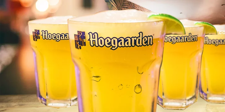 4 x Hoegaarden 0,5l alebo 8 x Staropramen 0,5l + 20% zľava na účet na mieste