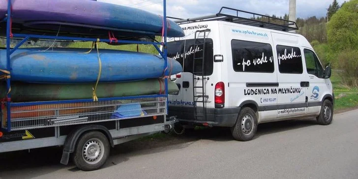 12 kilometrový splav Hrona pre 2, 4 alebo 6 ľudí na rafte alebo kanoe