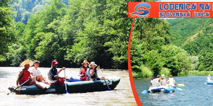 12 kilometrový splav Hrona pre 2, 4 alebo 6 ľudí na rafte alebo kanoe