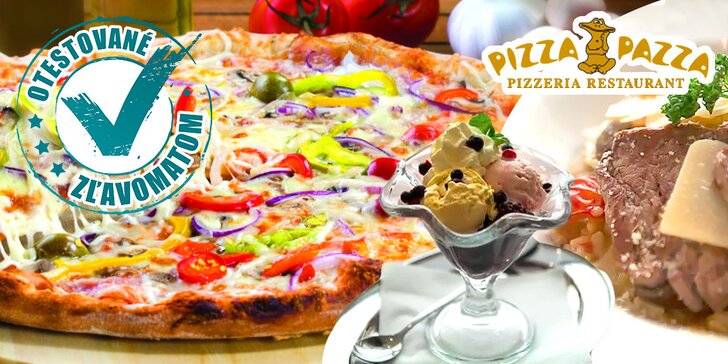 Talianska pizza, rizoto alebo cestoviny a zmrzlinový pohár pre dve osoby