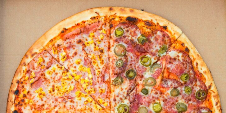 Rodinná párty pizza s priemerom 48 cm (1600 gramov) od PIZZA HAMM: až 4 druhy na 1 pizzi na donášku