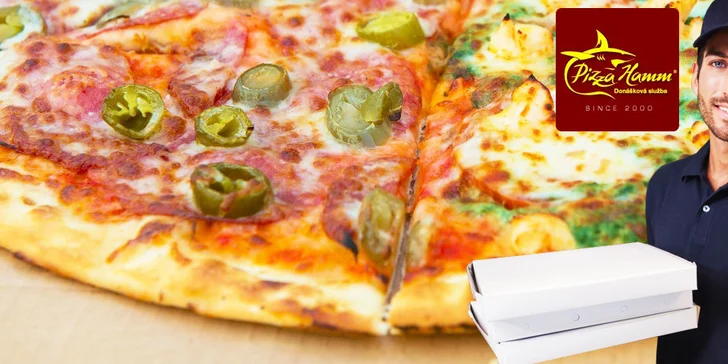 Rodinná párty pizza s priemerom 48 cm (1600 gramov) od PIZZA HAMM: až 4 druhy na 1 pizzi na donášku