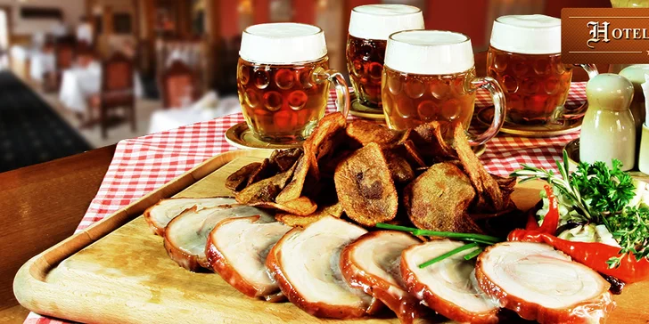 4x čapovaný Plzeň 0,5l a 0,5kg pečeného prasiatka s oblohou
