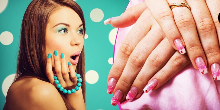 Nechajte si vymodelovať krásne gélové nechty! Vyberte si farebné prášky a fólie podľa vlastných predstáv!