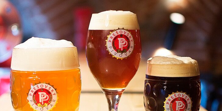 9 druhov piva s pivnými lahôdkami v Prešovskom pivovare