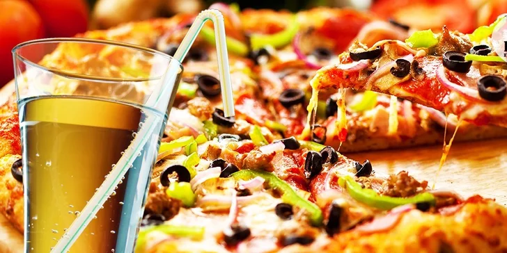 Chrumkavá pizza podľa vlastného výberu s nápojom