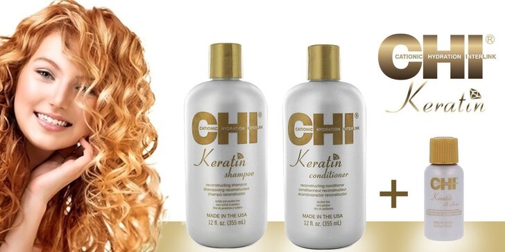 Strih a ošetrenie vlasov s keratínovou kozmetikou od CHI Farouk system