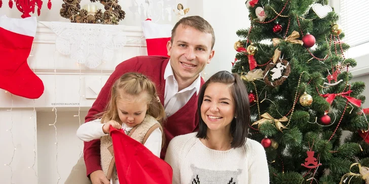Vianočné fotografovanie detí a rodiny v ateliéri