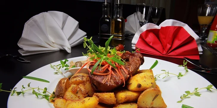 Lahodné menu so steakom z kvalitného hovädzieho mäsa pre 1 či 2 osoby