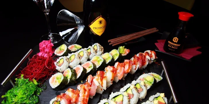 36 ks poctivého sushi z rýb a fľaša Prosecca