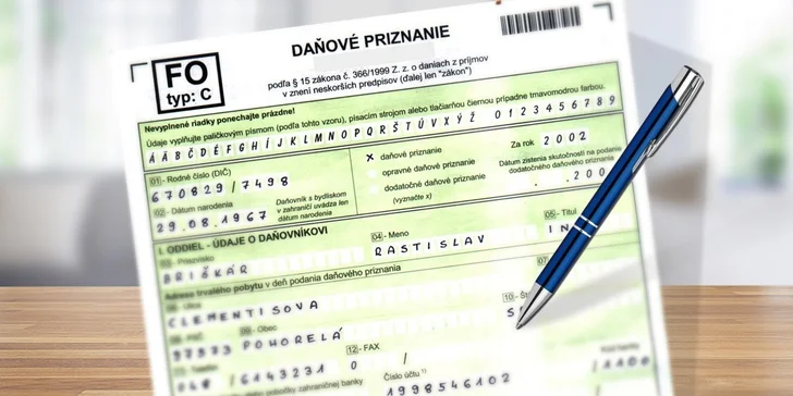 Vytvorenie daňového priznania fyzická osoba/živnostník