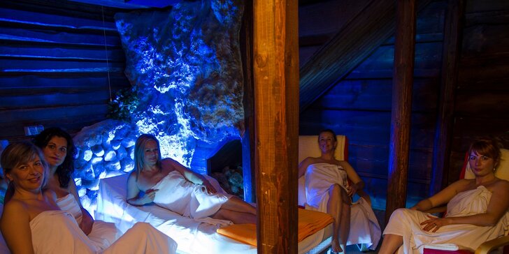 Wellness relaxačný balíček s kryoterapiou, saunou, whirpool bazénom, soľnou jaskyňou a kráľovskou klasickou masážou chrbta a šije