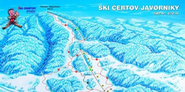 4-hodinový skipas pre 1 osobu v stredisku Ski Čertov