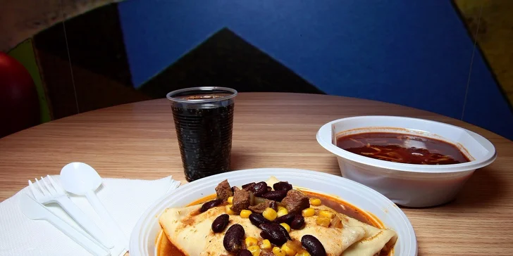 Créperie menu: slaná palacinka, polievka a nápoj v Poluse