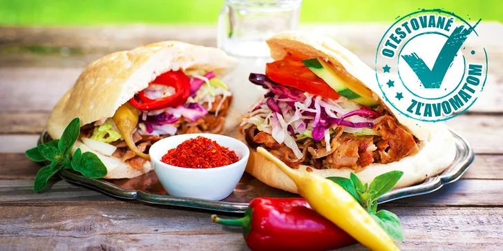 Kebab v žemli alebo v tortille + nápoj. Najväčší kebab v meste robia nepočujúci!