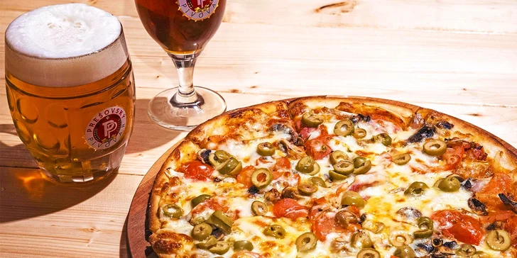 Pizza podľa výberu a pivo v Prešovskom pivovare