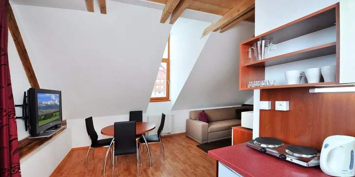 Pobyt pre 2 až 6 osôb vo Vysokých Tatrách v štúdiách a apartmánoch so saunou