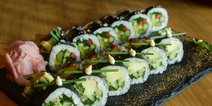 SUSHI 24 kusov! Avocado roll a Asparagus roll v EDO–KIN sushi & sake bar