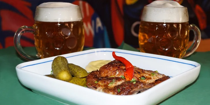 Pivká s grilovanou krkovičkou či bravčovou klobásou